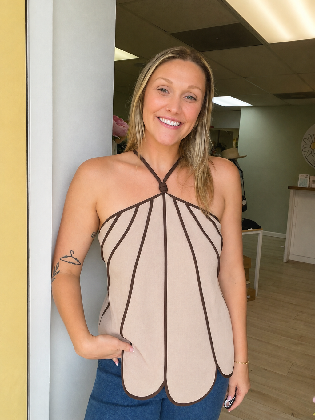 Toasted Taupe Linen Top