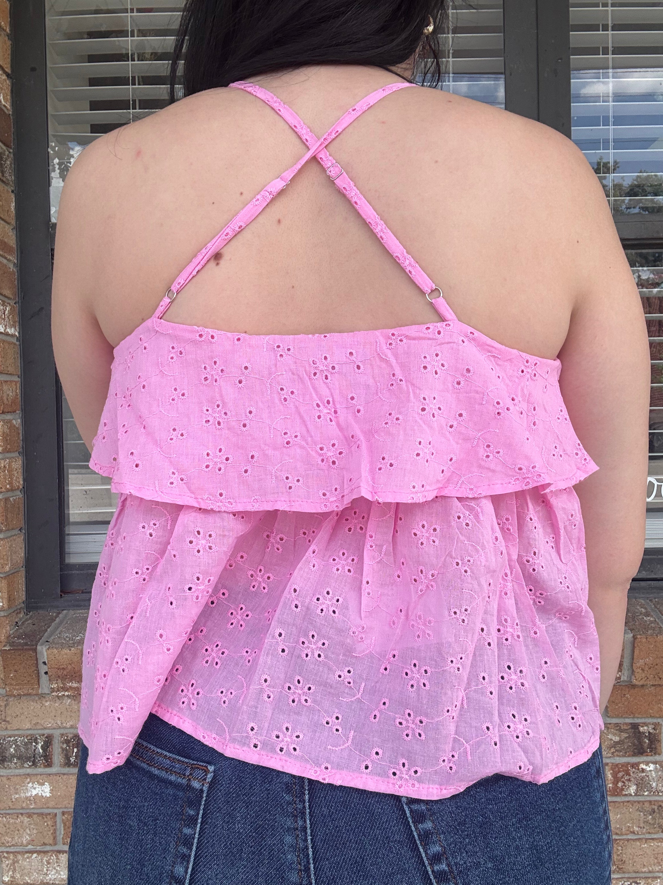 Pink Lemonade Eyelet Top