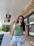 Leek Green v-neck tank