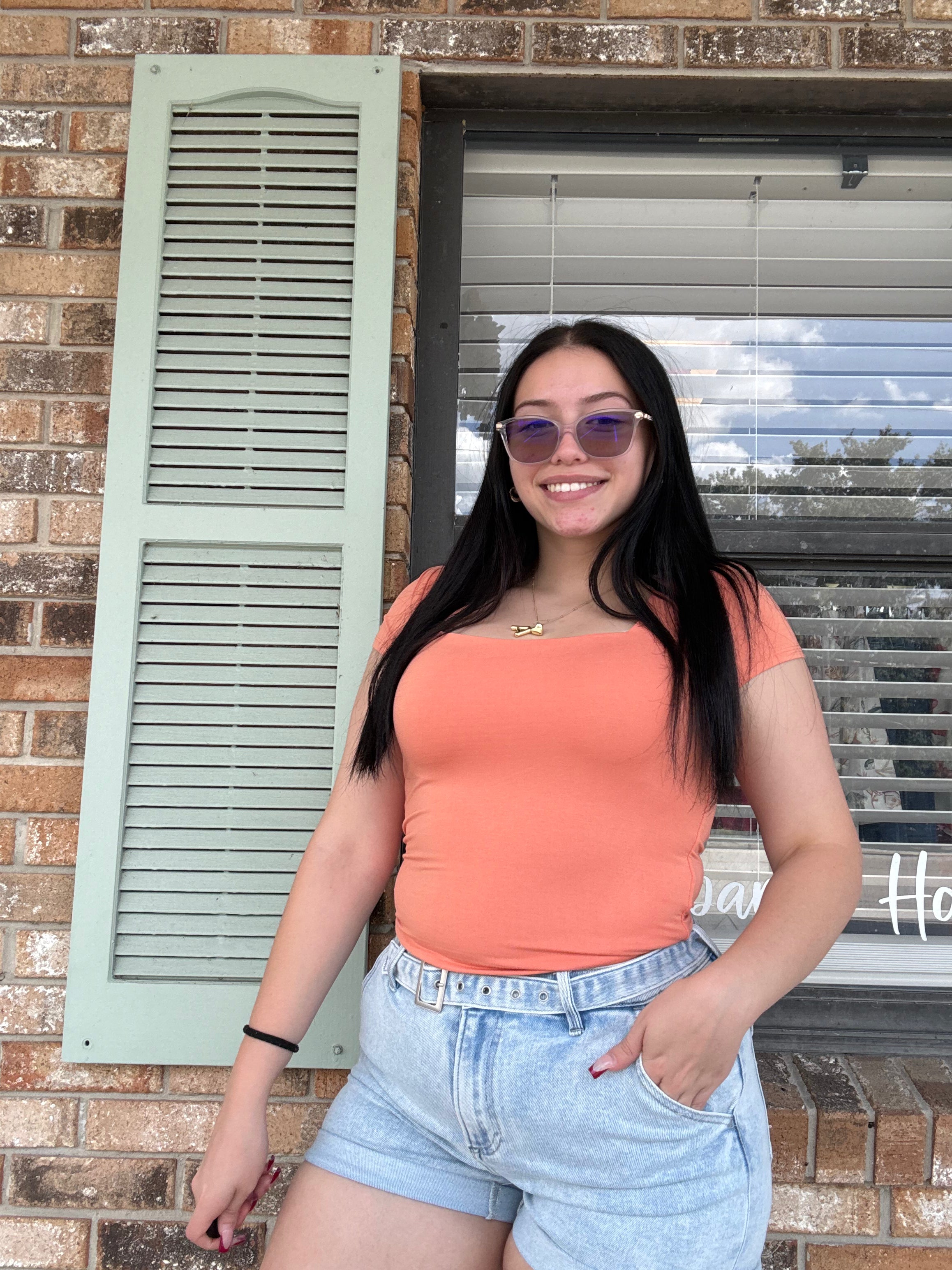 Orange Smoothie Square Neck Top