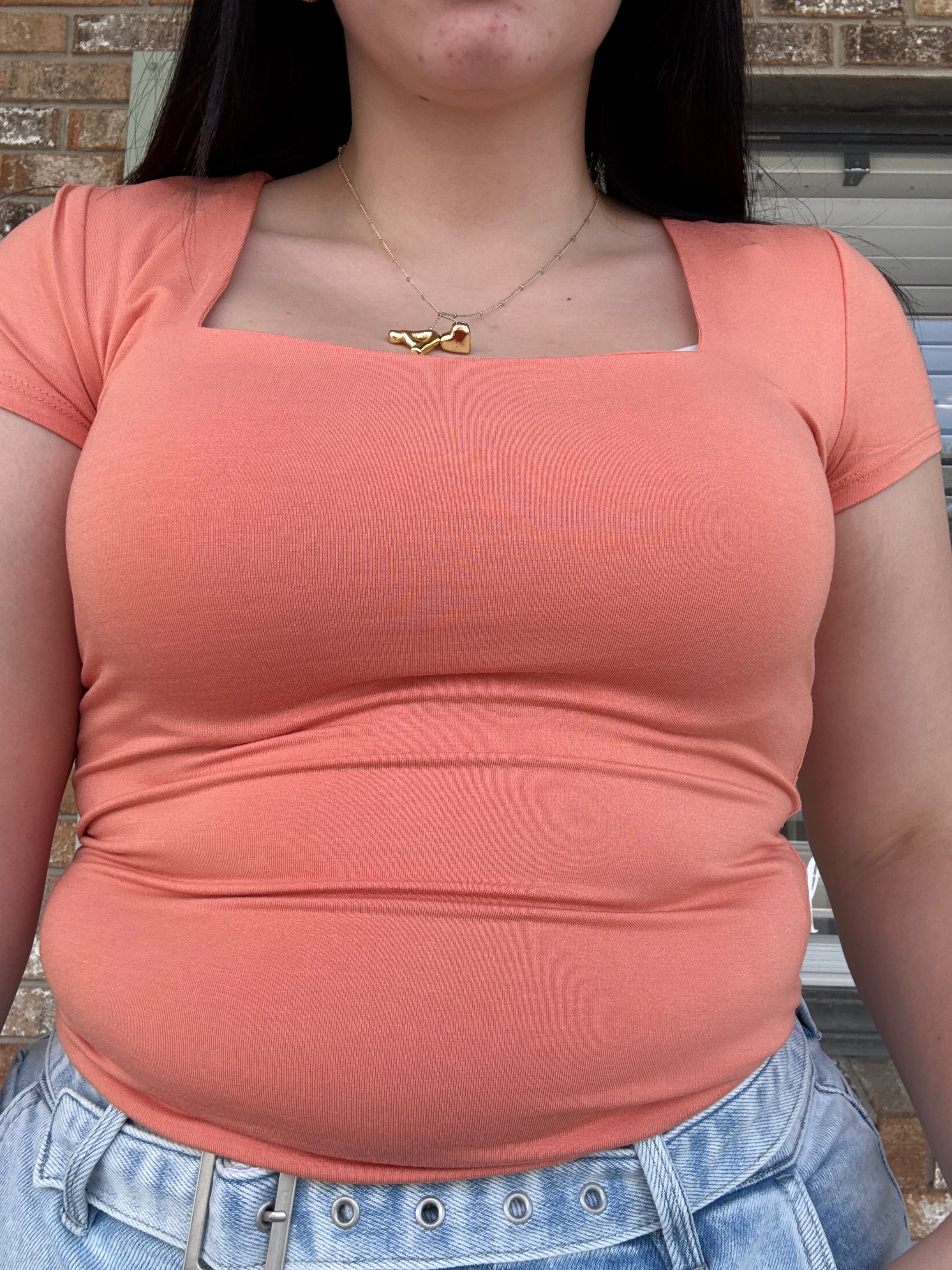 Orange Smoothie Square Neck Top