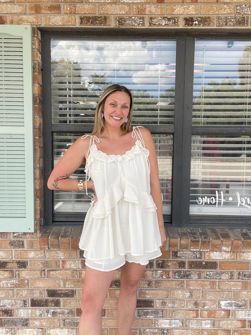 Ivory Sweetheart Tie Romper