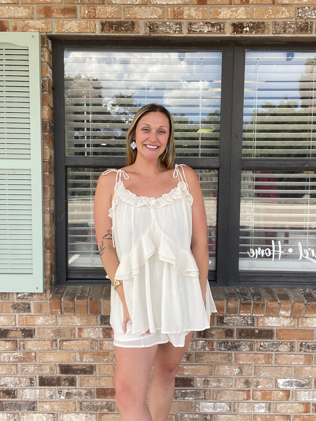 Ivory Sweetheart Tie Romper