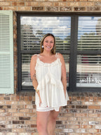 Ivory Sweetheart Tie Romper