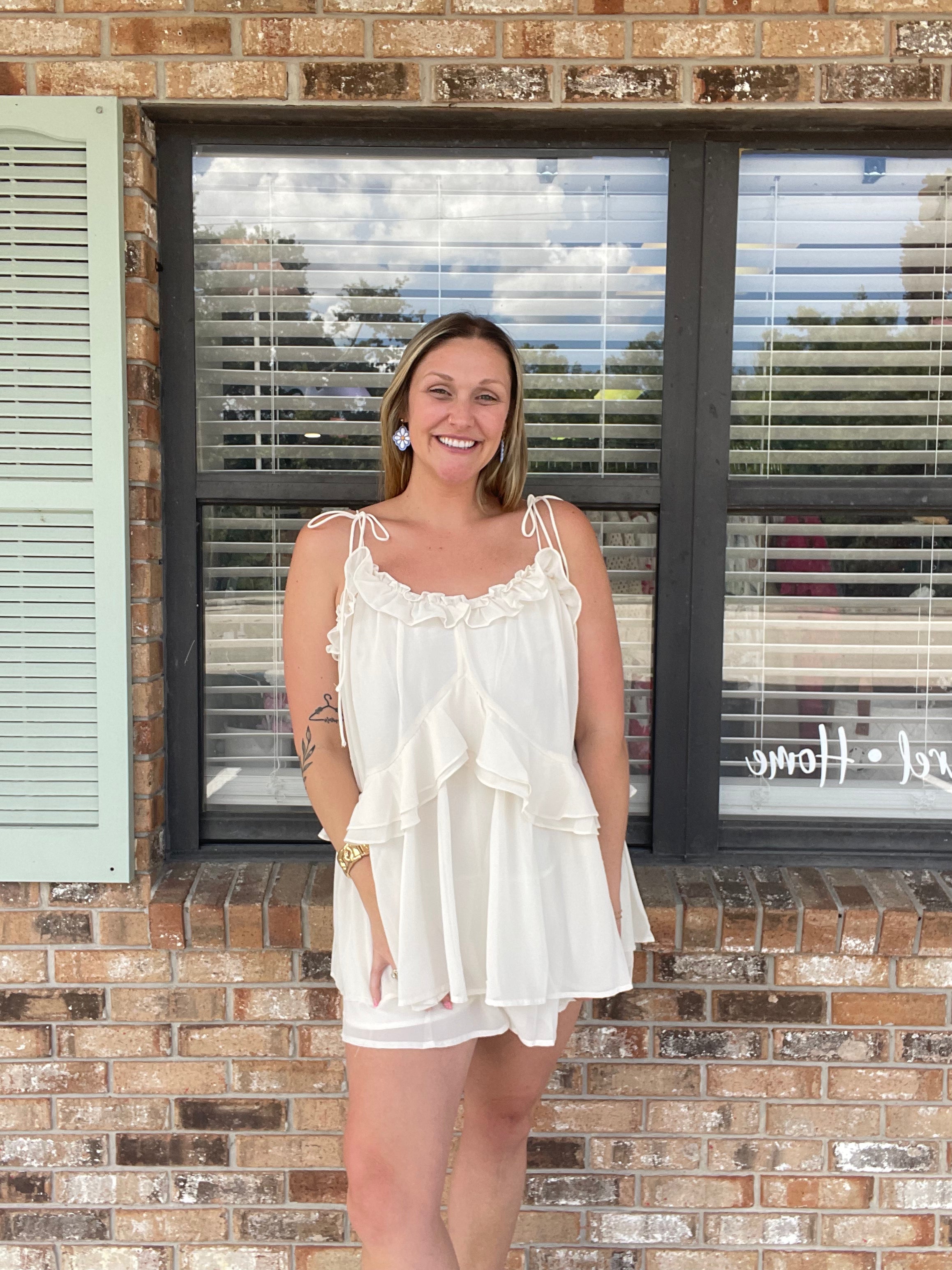 Ivory Sweetheart Tie Romper