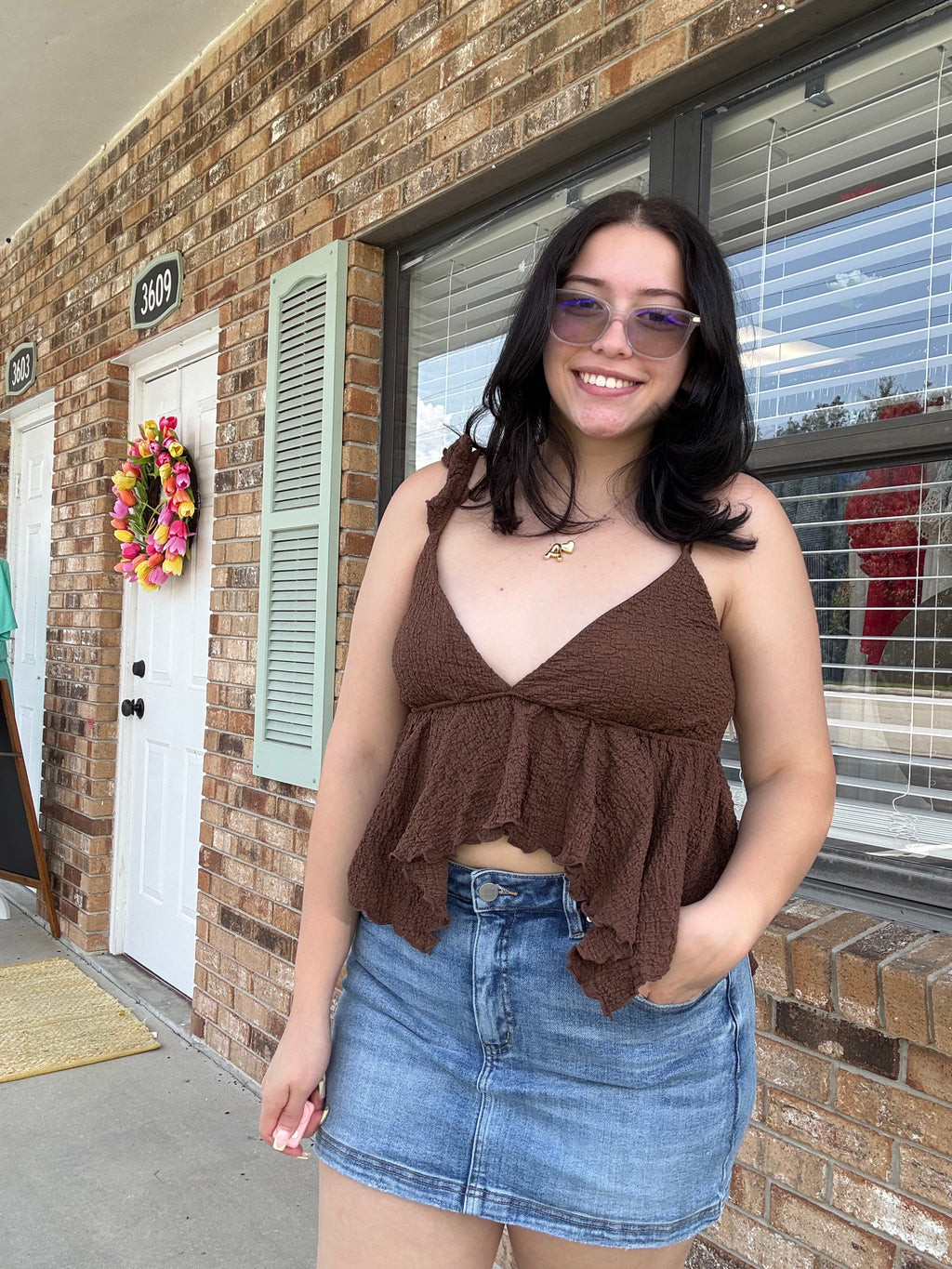 Espresso Romance Peplum Top