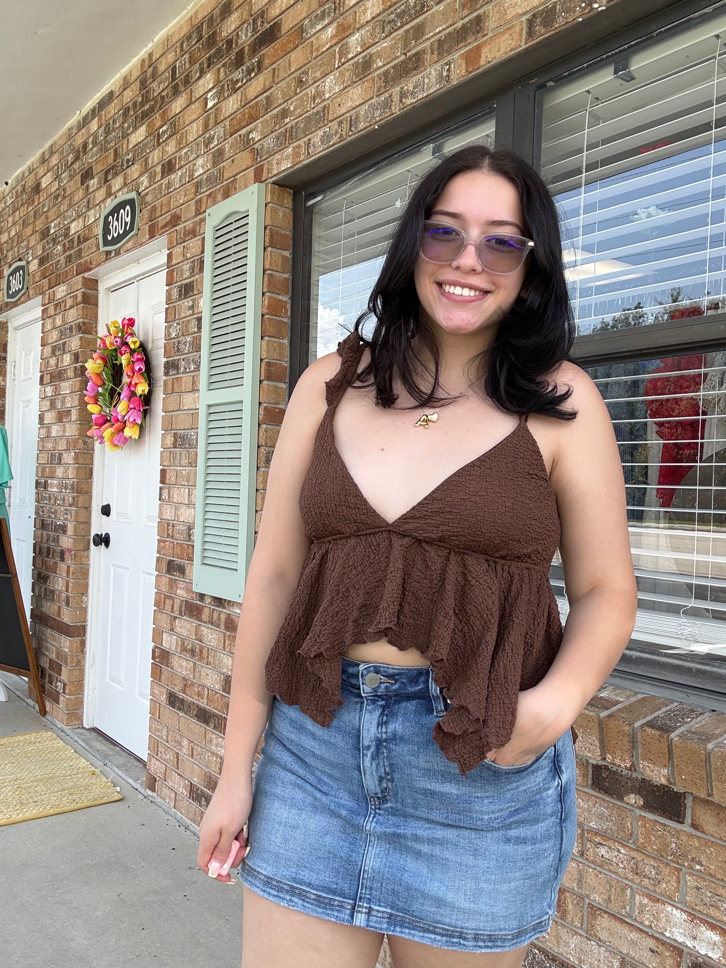 Espresso Romance Peplum Top