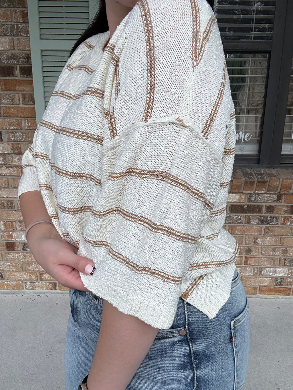 Vanilla Latte Striped Knit Top