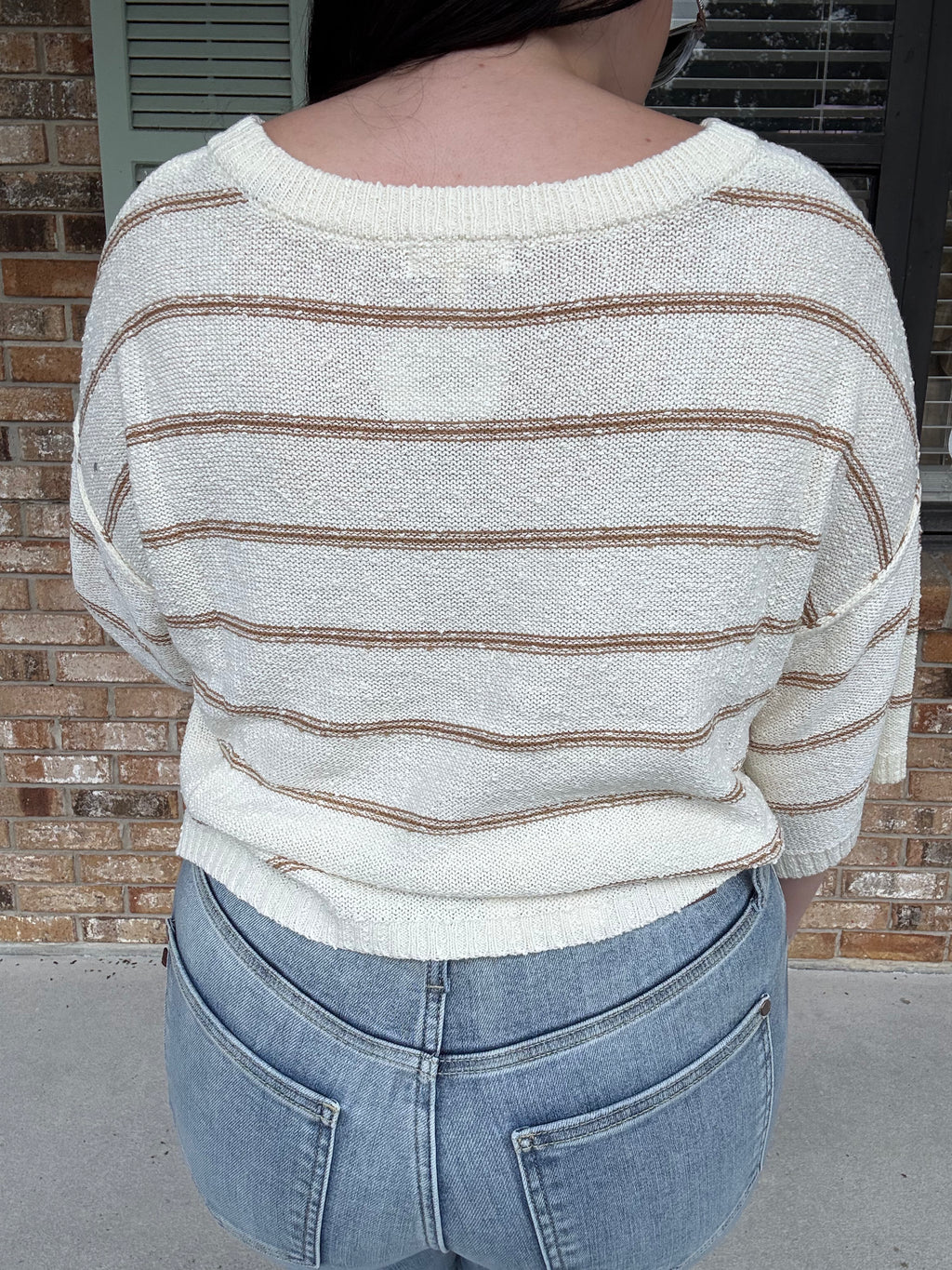 Vanilla Latte Striped Knit Top