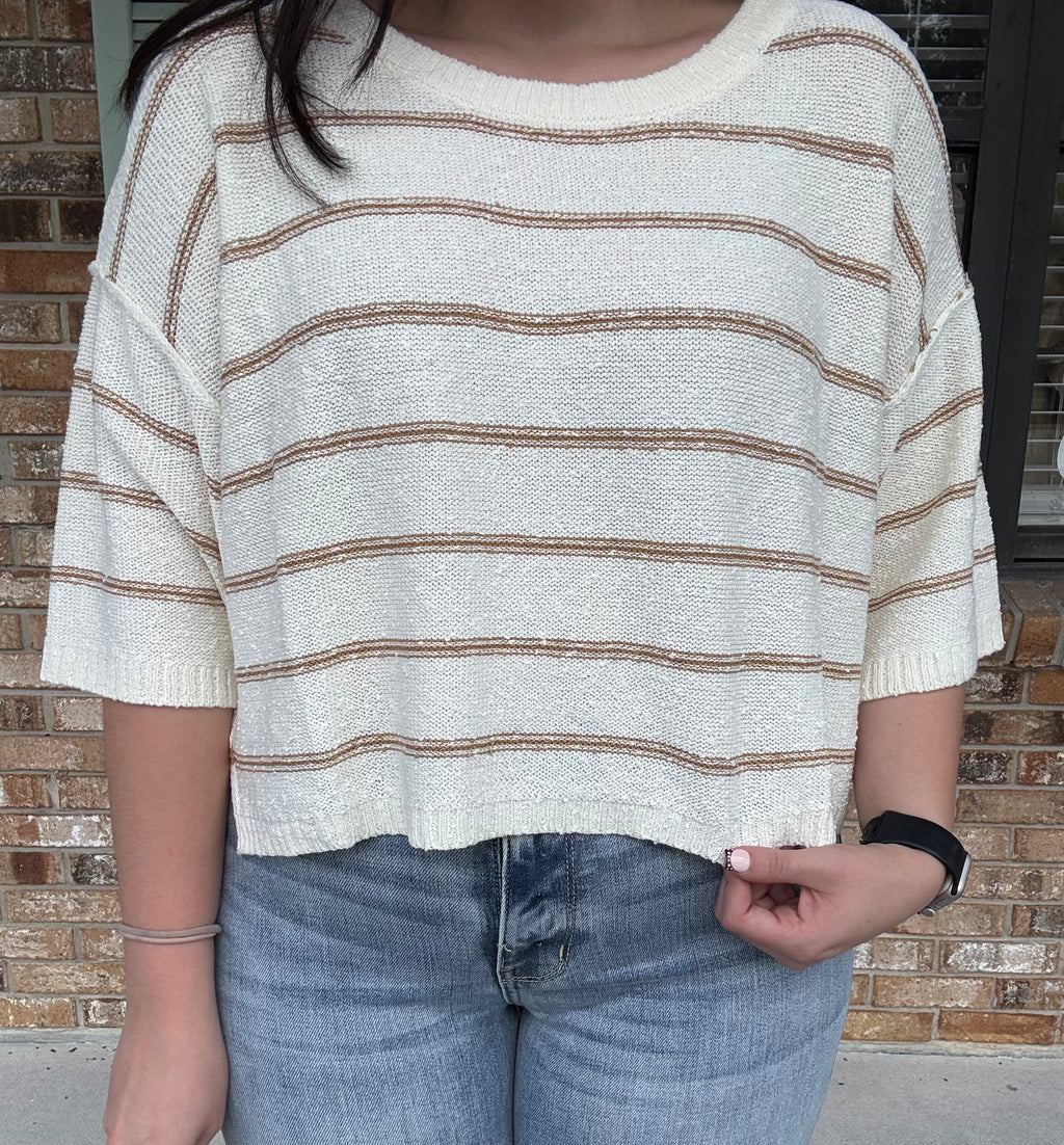 Vanilla Latte Striped Knit Top