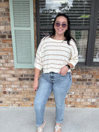 Vanilla Latte Striped Knit Top