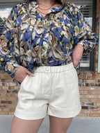 Downtown Faux Cream Leather Shorts