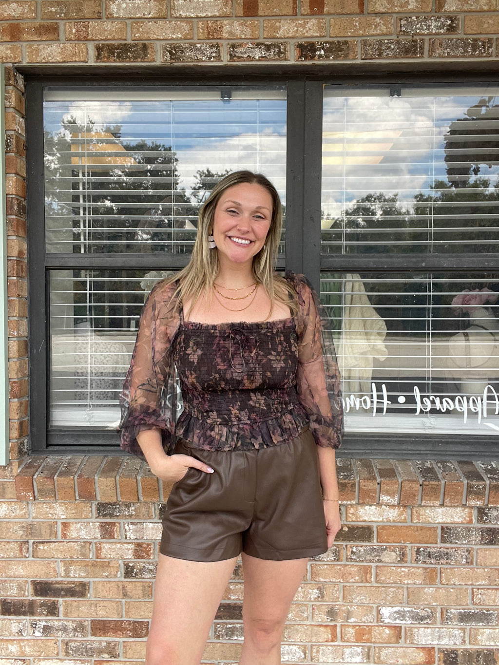 Blair Brown Faux Leather Short