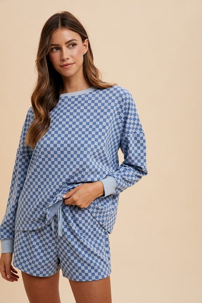 Baby Blue Checkered Top