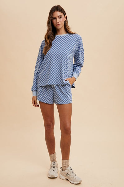 Baby Blue Checkered Top