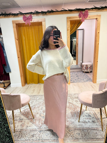 Blush Silky Satin Skirt