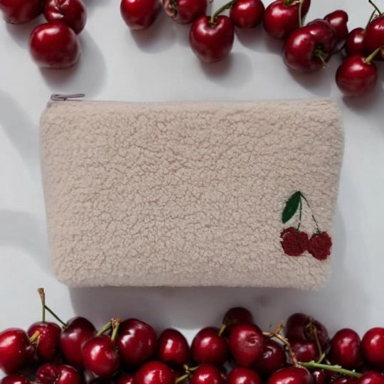 Fluffy Cherry Cosmetic Bag