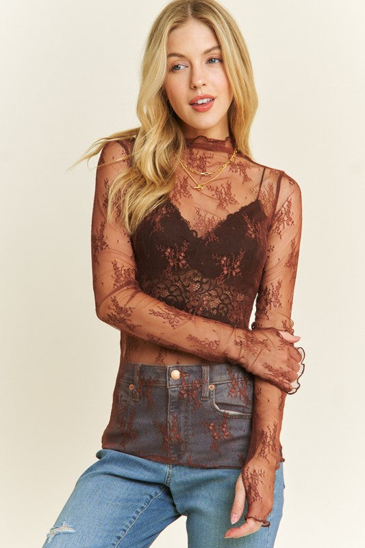 Choco Brown Lace Top