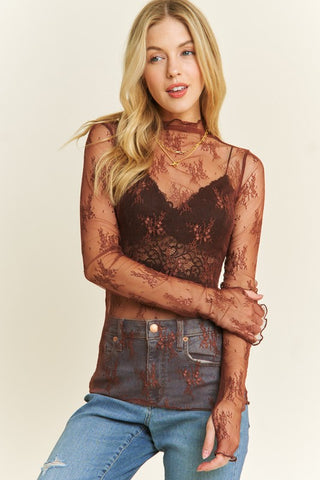 Choco Brown Lace Top