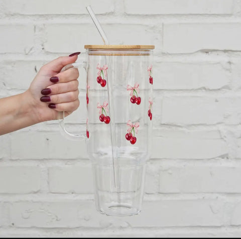 40oz Cherry Bow Tumbler
