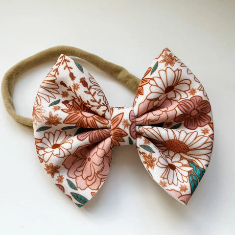 Baby Bow - Muted Floral Print