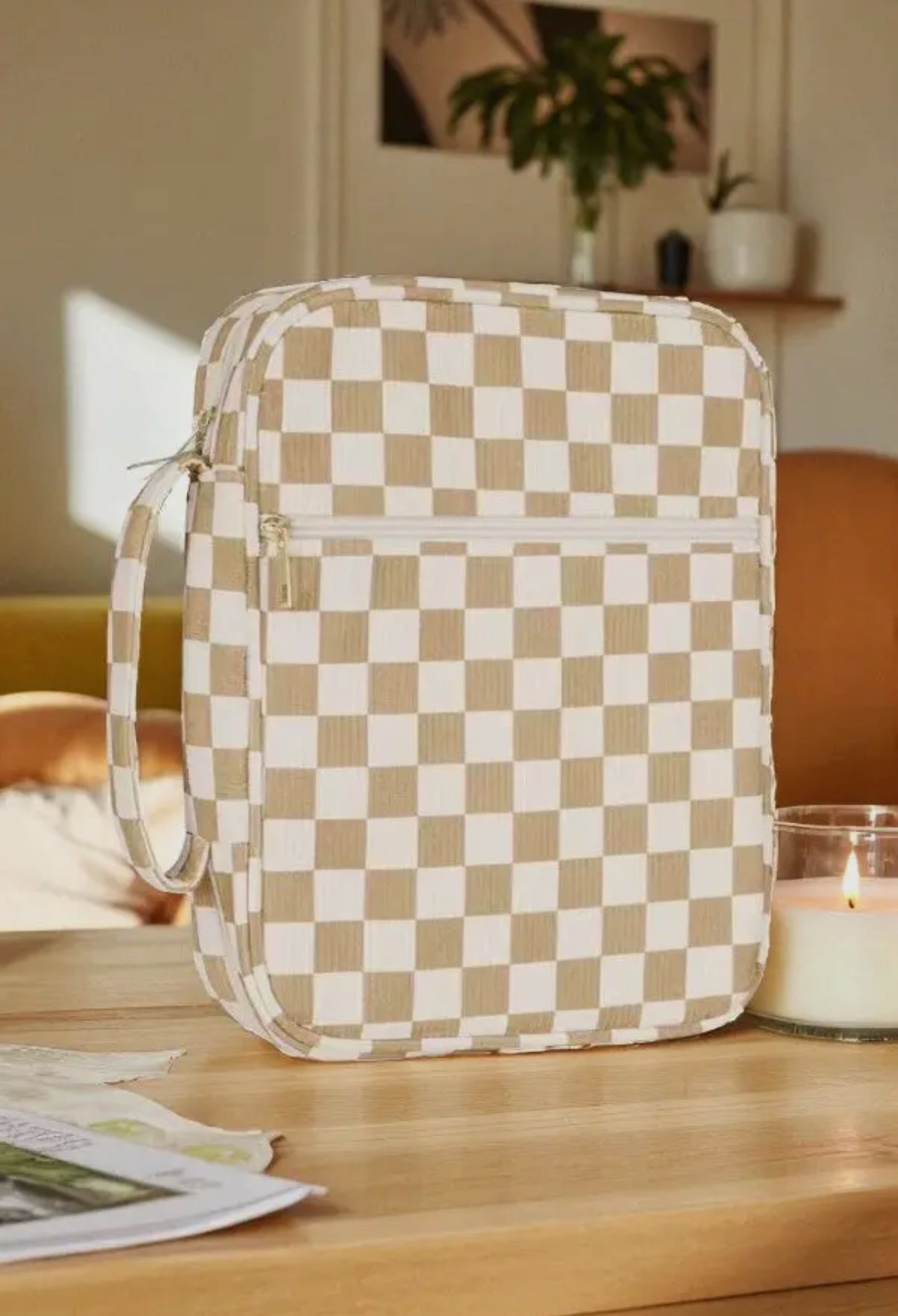 Beige Check Bible Cover