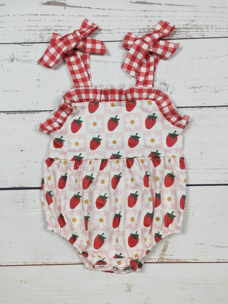 Cutest Strawberry Bubble Romper