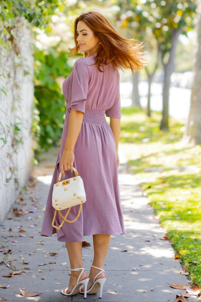 Mary Mauve Mid Dress