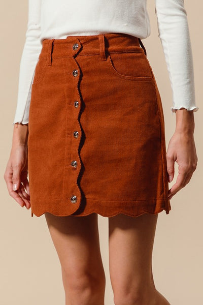 Brick Corduroy Mini Skirt