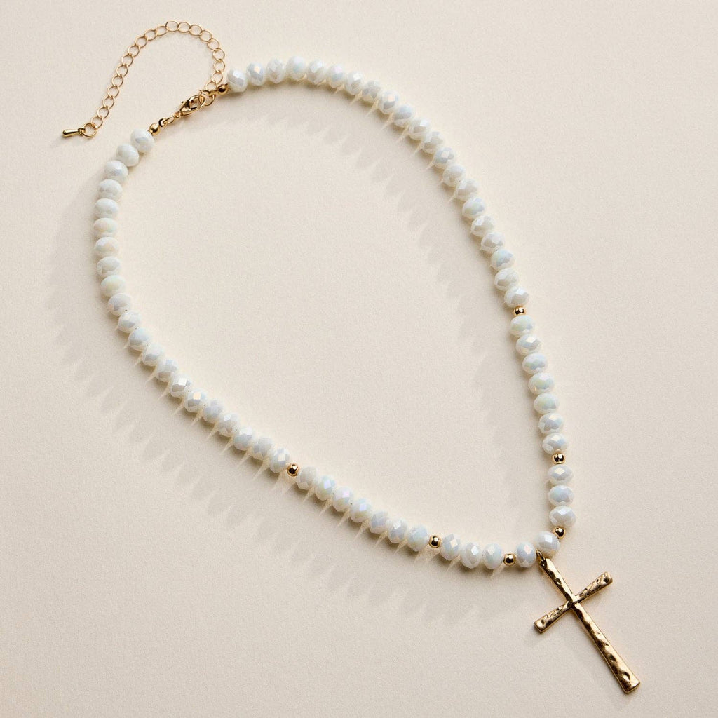 Ivory Cross Beaded Necklace