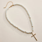 Ivory Cross Beaded Necklace