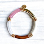 Brown/Ivory/Clear Pink Marble bracelet