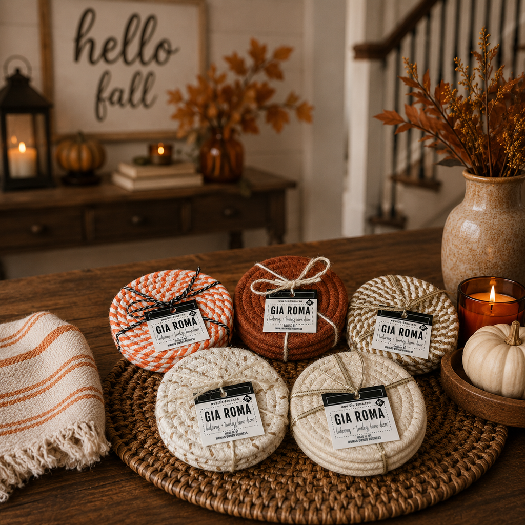 Brown White Dashes-4pk Coasters