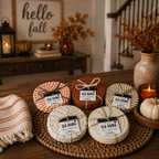 Brown White Dashes-4pk Coasters