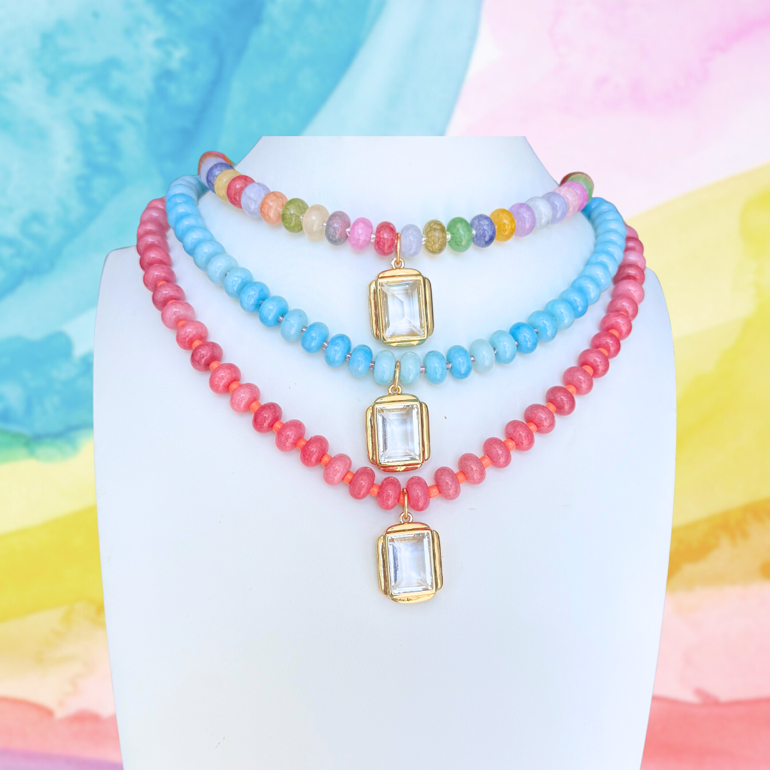 Candy Beaded Necklace: Blue