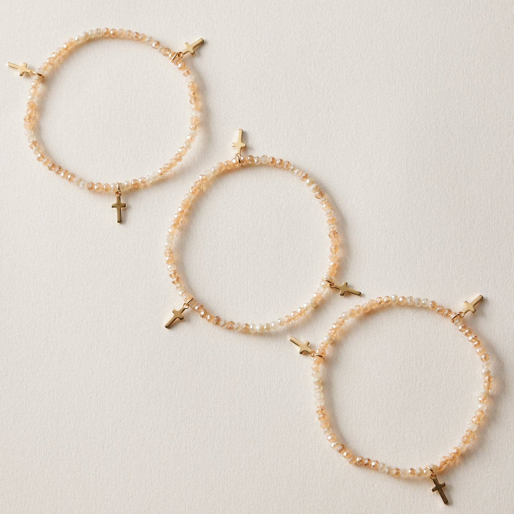 Cross Gold Charm Bracelet Stack Set