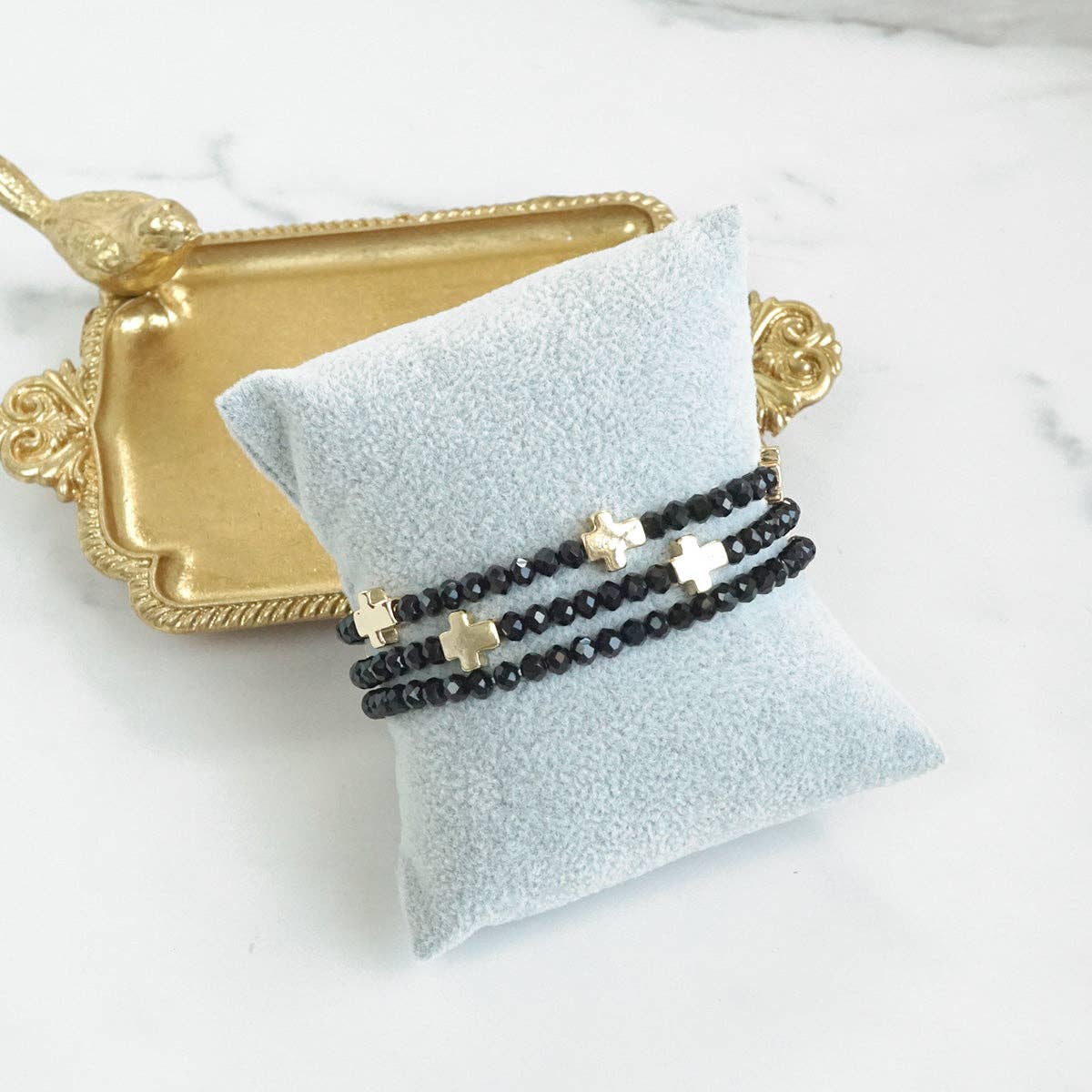 Cross Bracelet Navy Blue Stack