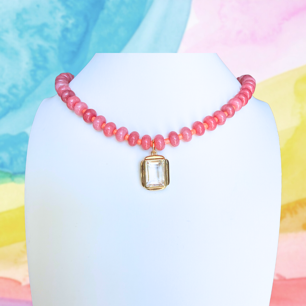 Candy Beaded Necklace: Blue