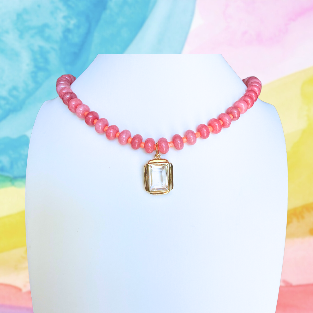 Candy Beaded Necklace: Blue