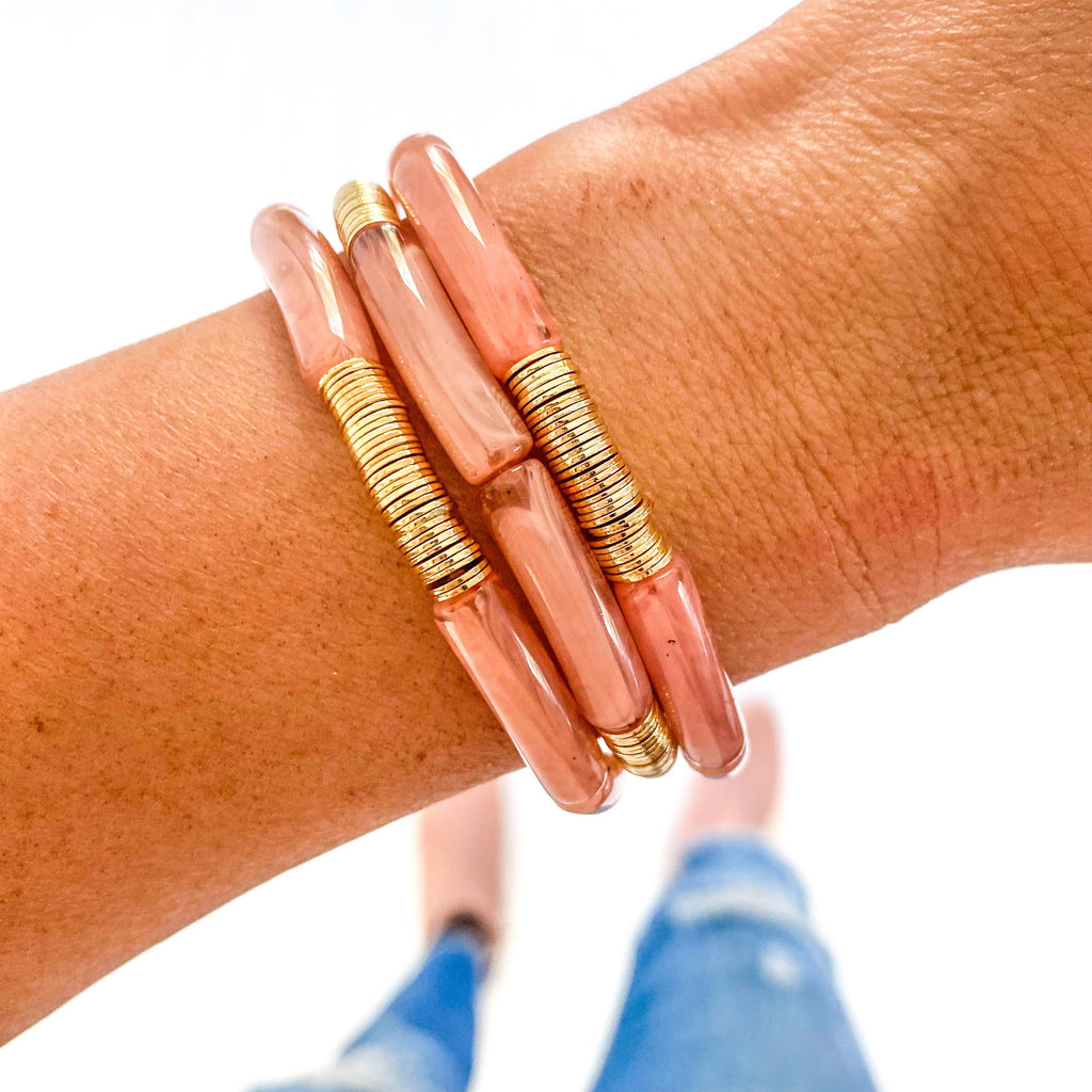 Blush-Gold Tube Bamboo Bracelet