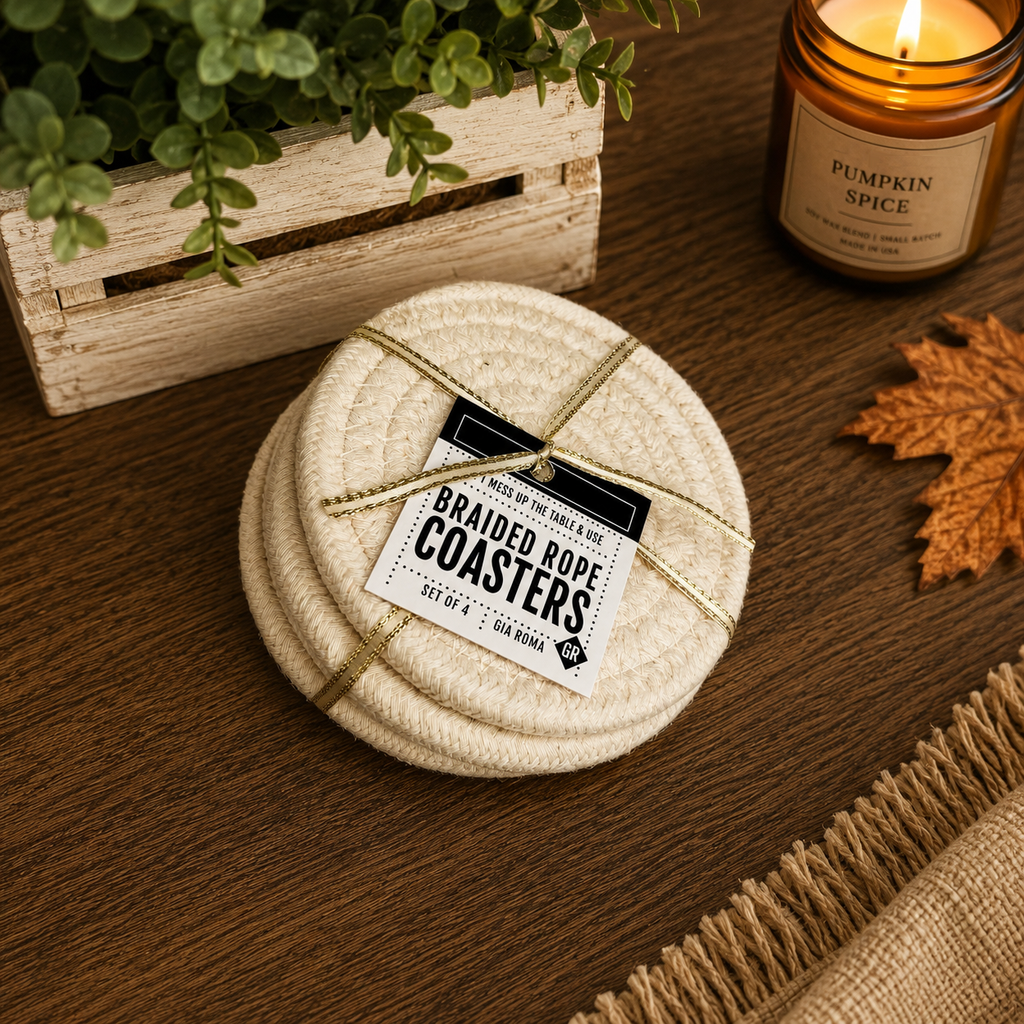 Brown White Dashes-4pk Coasters