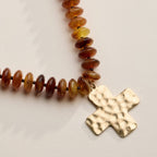 Brown Cross Pendant Necklace