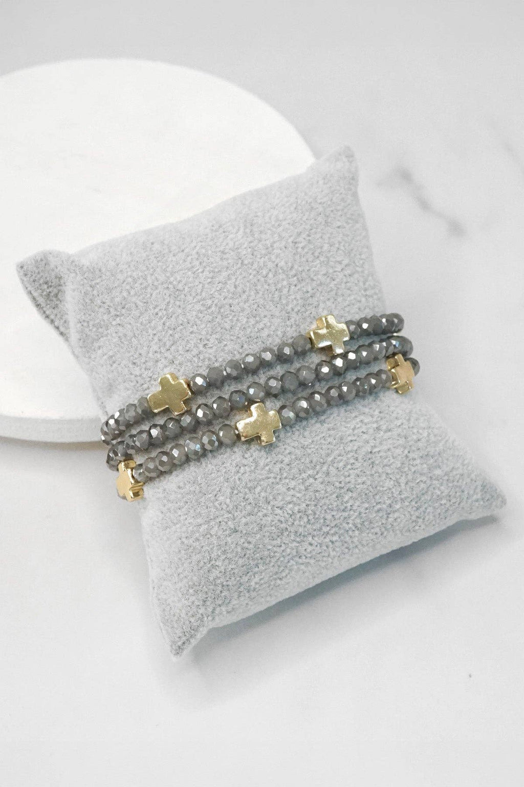Cross Bracelet Grey Stack
