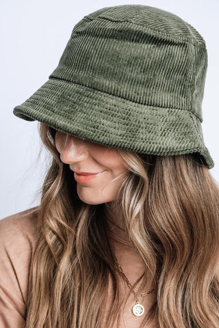 Olive Corduroy Bucket Hat