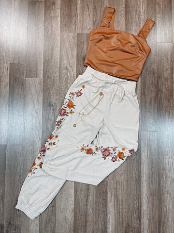 Flower Jane Beige Joggers