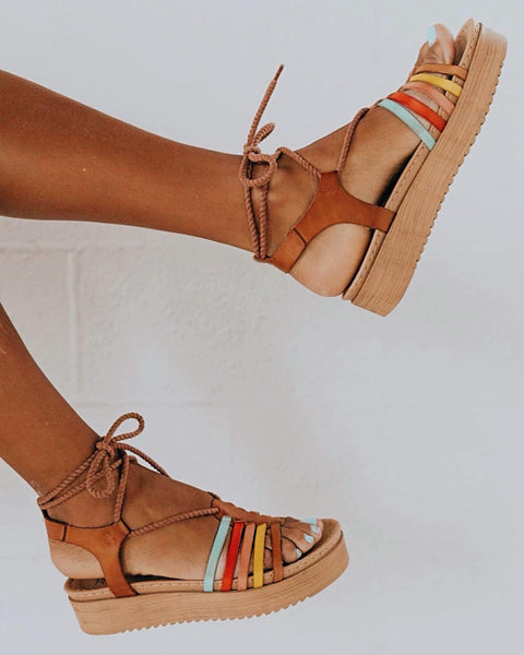 Saddle Brown Platform Sandals