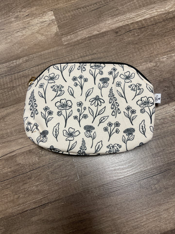 Ivory Floral Zipper Pouch